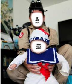 Fotomontagem onde você e seu bebê pode facilmente tornar-se livre e personagens do "Ghostbusters" filme