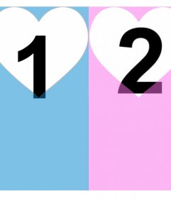 Efeito para duas fotos e adicioná-los em um rosa e filtro azul com corações 