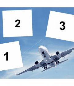 Colagem livre para três fotos com um ideal avião para viajantes