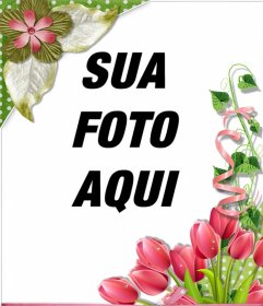 Frame decorativo com lindas rosas e flores para suas fotos