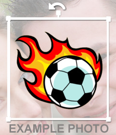 Bola de futebol com fogo para colar em suas fotos como um efeito adesivo fotográfico