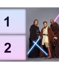 Efeito da foto de três personagens de Star Wars para duas fotos