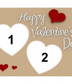 Foto efeito para duas fotos com as palavras Happy Valentines Day 