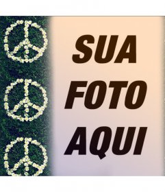 Efeito da foto com o símbolo da paz com as flores para sua foto