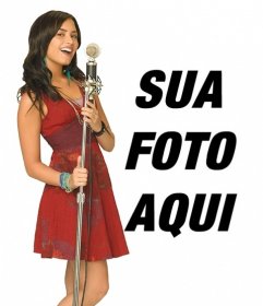Fotomontagem de Camp Rock 2 com Demi Lovato cantando. Cante junto com Demi