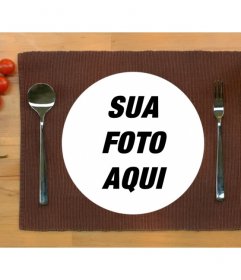 Coloque sua foto em um prato de comida servido à mesa com esta montagem fotomontagem on-line Fun