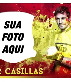 Fotomontagem com Iker Casillas e Espanha Bandeira de fundo
