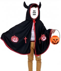 Fotomontagem Halloween para as crianças para disfarçar de um diabo com chifres