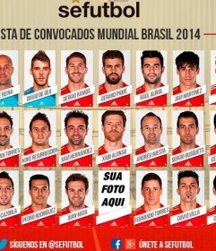 Fotomontagem da seleção espanhola para a Copa do Mundo Brasil 2014