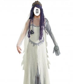 Fotomontagem de um traje de Corpse Bride você pode editar em linha