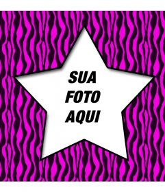 Picture Frame e rosa e preto zebra fundo em forma de estrela