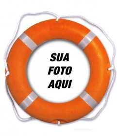Fotomontagem para colocar sua foto em uma bóia salva-vidas laranja onde você também pode adicionar texto online