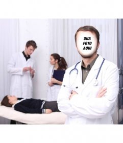 Fotomontagem para se tornar um médico no hospital com o seu