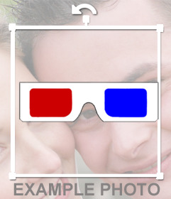 Etiqueta de gafas 3D retro rojo y azul parágrafo tus fotos