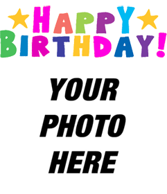 Cartão de aniversário animado feliz em colocar a sua foto no fundo