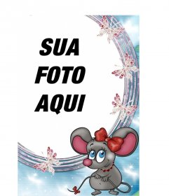 Moldura, ratinho apaixonado para colocar uma foto no fundo, online
