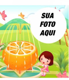 Frame da ilustração com uma fonte de laranja para as crianças