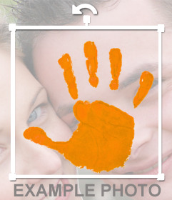 Etiqueta de mão de laranja contra a violência às mulheres