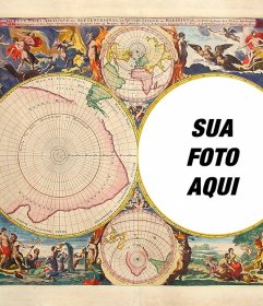 Coloque sua foto em um mapa do mundo antigo