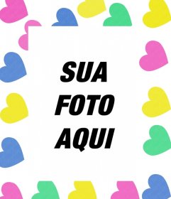 Quadro de corações coloridos onde você pode colocar sua foto online