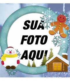 Moldura de foto online com neve para o seu cartão de Natal