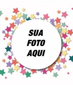 Quadro de imagem circular rodeado de estrelas para colocar sua foto