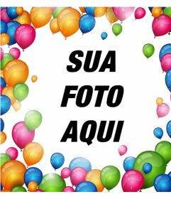 Quadro para cercar as suas fotos com muitos balões coloridos e decorá-lo