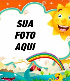 Criança quadro de imagem para colocar sua foto com um sol e um arco-íris