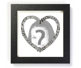 Frame de retrato com um coração musical 