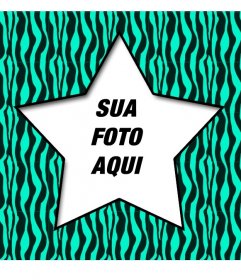 Moldura digital com estrela e turquesa e preto zebra fundo para decorar suas fotos