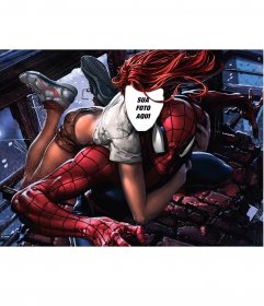 Fotomontagem com Mary Jane e Spider-Man para colocar sua foto em seu