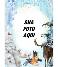 Montagem da foto do inverno com vários animais