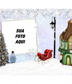 Fotomontagem de Natal com uma moldura para colocar a sua imagem