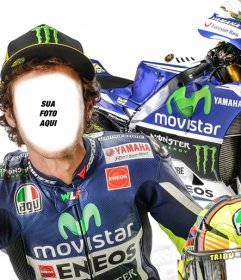 Fotomontagem com Valentino Rossi, piloto de MotoGP para editar