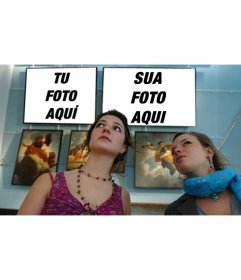 Fotomontagem para colocar duas fotos em um museu com as duas meninas