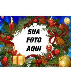 Natal moldura com uma guirlanda com velas 