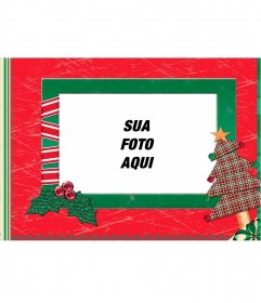 Frame do Natal feito com papel para colocar sua foto Efeito