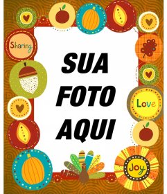 Moldura com adesivos decorativos de Dia de Ação de Graças 