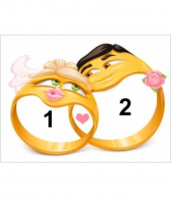 Colagem de amor para duas fotos com anéis de noivado