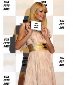 Fotomontagem de Paris Hilton em segundo plano e você vai aparecer na página de título de um CD que está sendo exibido