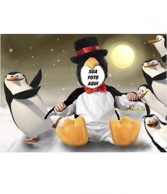 Traje do pinguim virtual para as crianças que você pode editar Fotomontagem