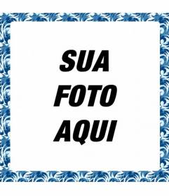 Moldura com formato quadrado motivos mosaico azul