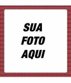 Moldura quadrada com motivo tecido xadrez escocês e vermelho toalha de