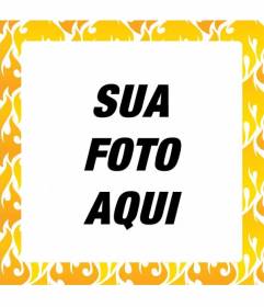Moldura quadrada com mosaico fogo amarelo e laranja