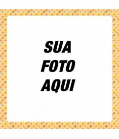 Moldura quadrada com motivos circulares sobre o estilo de cor amarela retro dos anos