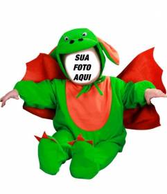 Fotomontagem para editar um traje do dragão verde com sua foto