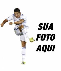 Fotomontagem com Cristiano Ronaldo, do Real Madrid Football formação uniforme