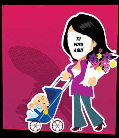 Cartão do Dia das Mães com um estilo de desenho animado para editar ideal Fotomontagem