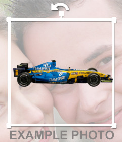 Etiqueta com um carro de Fórmula 1 Renault para sua foto