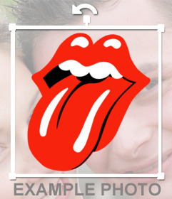 Fotomontagem da língua dos Rolling Stones que você pode colocar em suas fotos como uma etiqueta. editor on-line